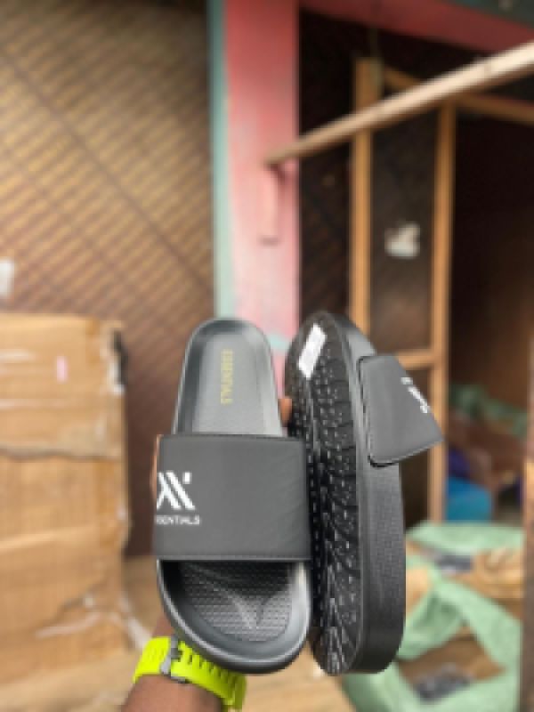 Stylish Essentials Black Slide Sandals with Kontrols Branding