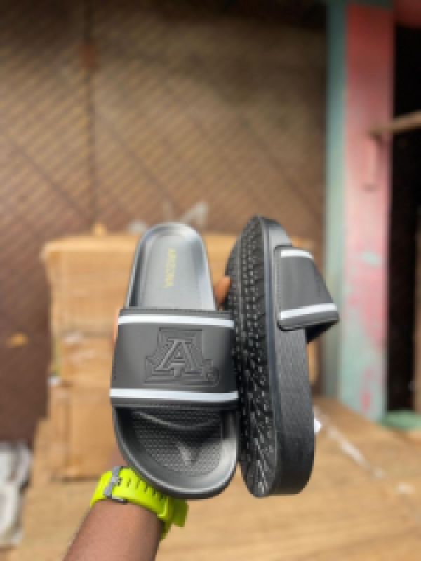 Jordan Black Slip-On Slides with Embossed Logo