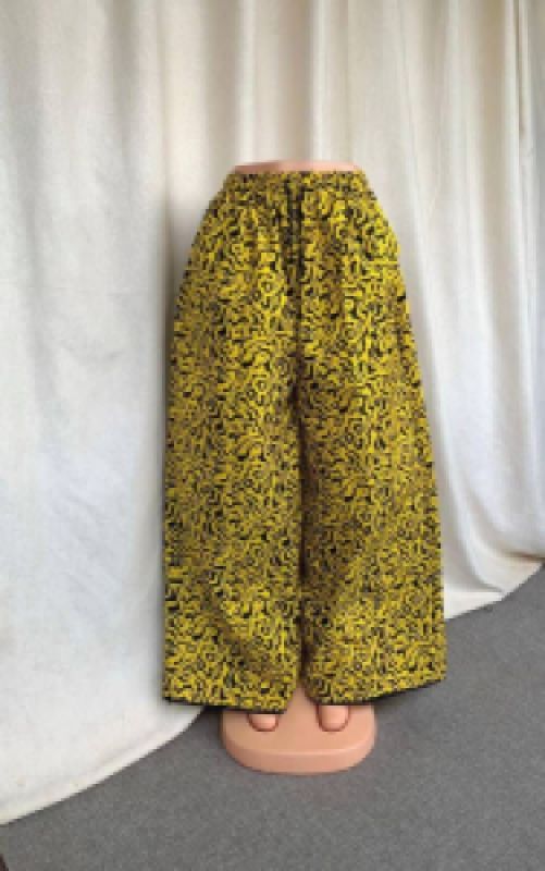 Ankara Palazzo Wide-Leg Trousers with Vibrant Yellow and Black Abstract Design