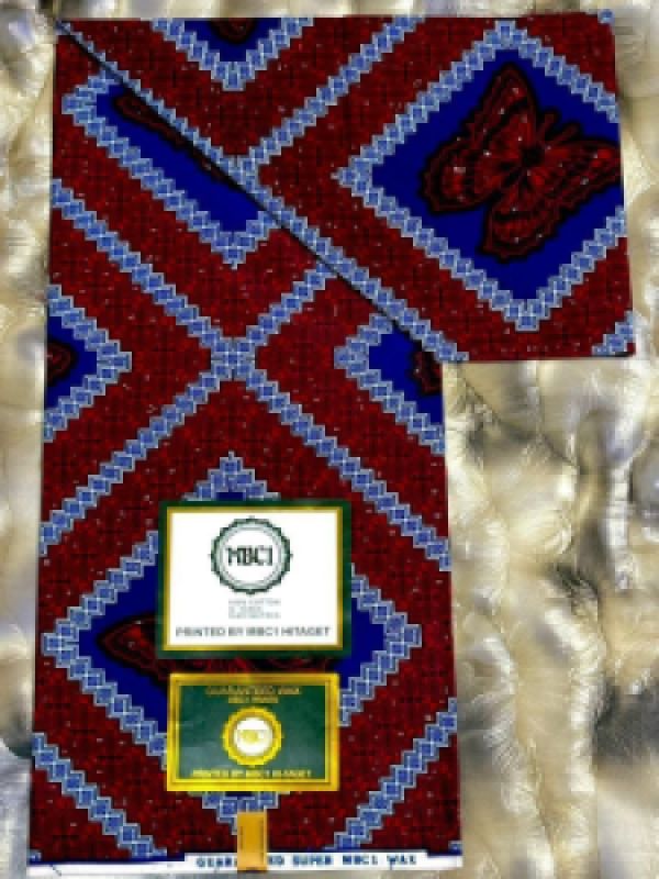 High-Quality Wax-Printed Fabric with Geometric and Butterfly Motifs