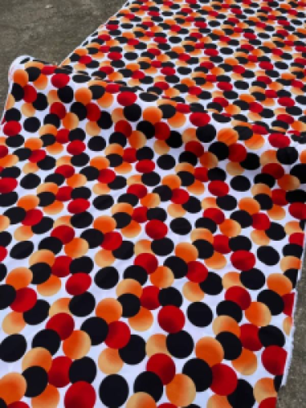 Vibrant Polka Dot Pattern Crepe Vintage Fabric