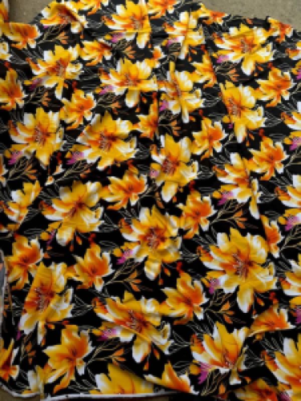 Crepe Vintage Vibrant Floral Print Fabric with Tropical Design