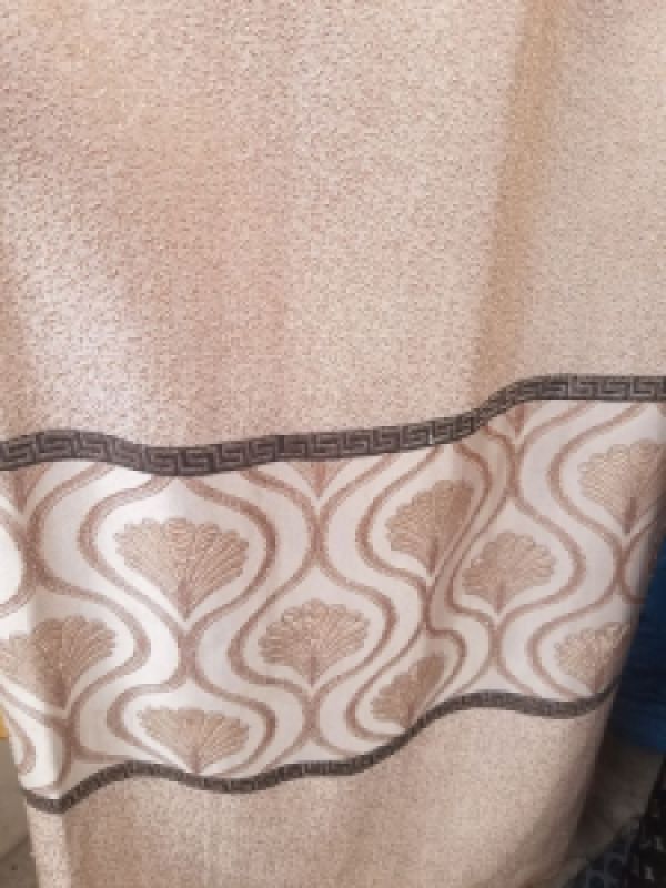 Elegant Beige Decorative Curtains Fabric with Greek Key Border