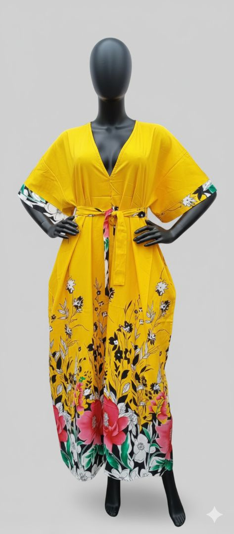 Quality vibrant Full Length Yellow Floral Dress