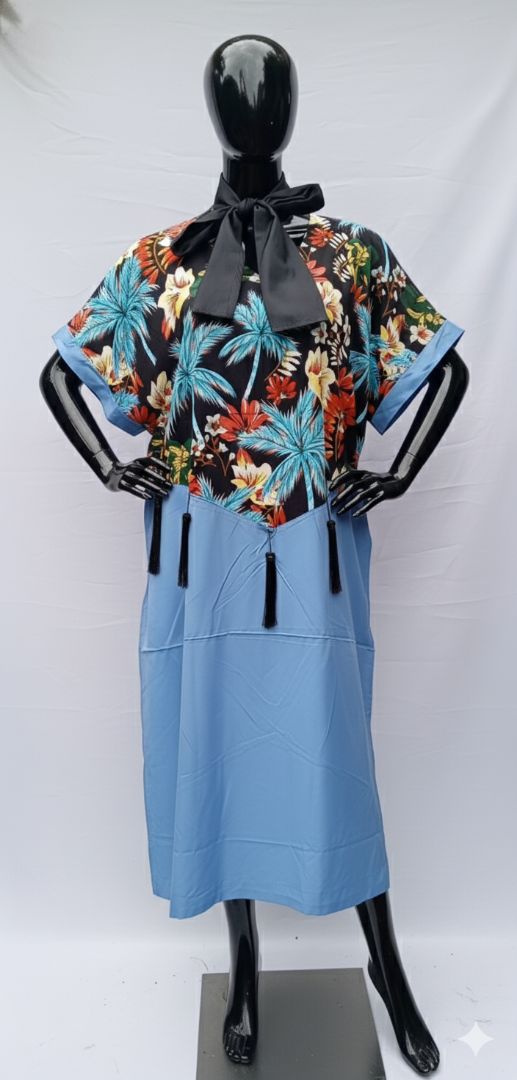 Stylish Two Piece Floral gown with tropical design