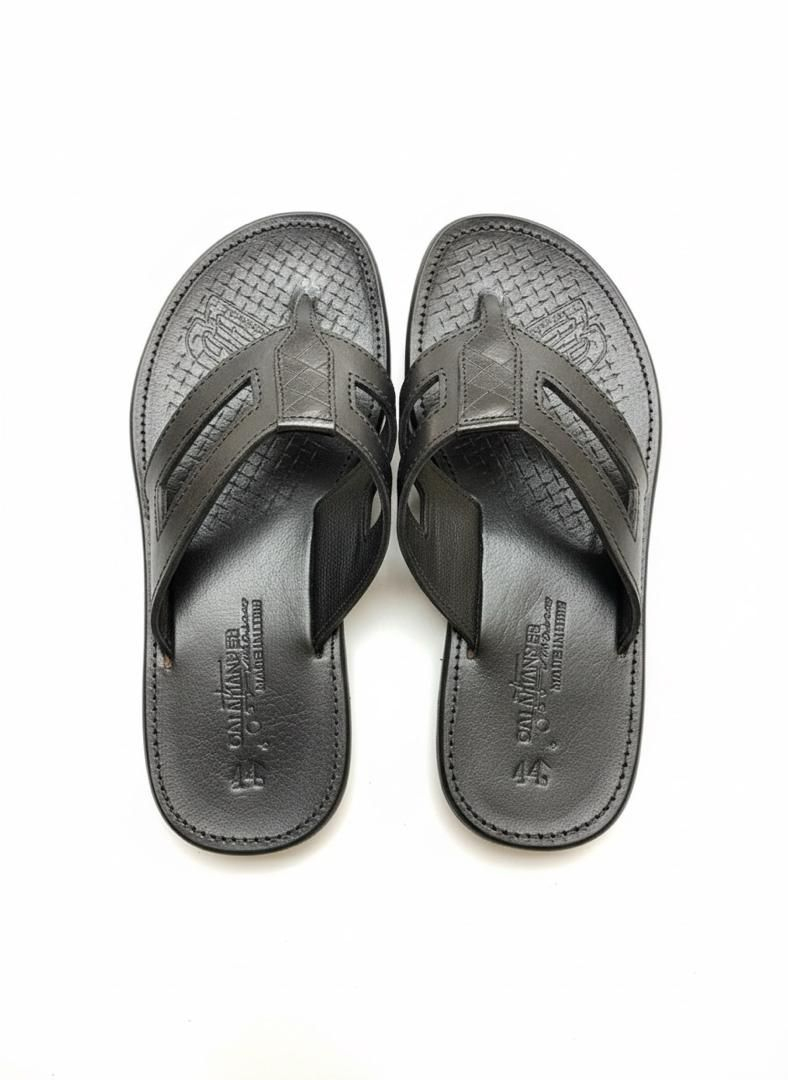 Quality Men Handcrafted Deep Espresso Leather Slipper Sandal