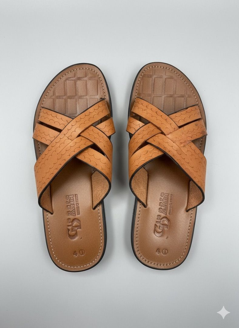 Artisan Tan Criss Cross Slide Sandal