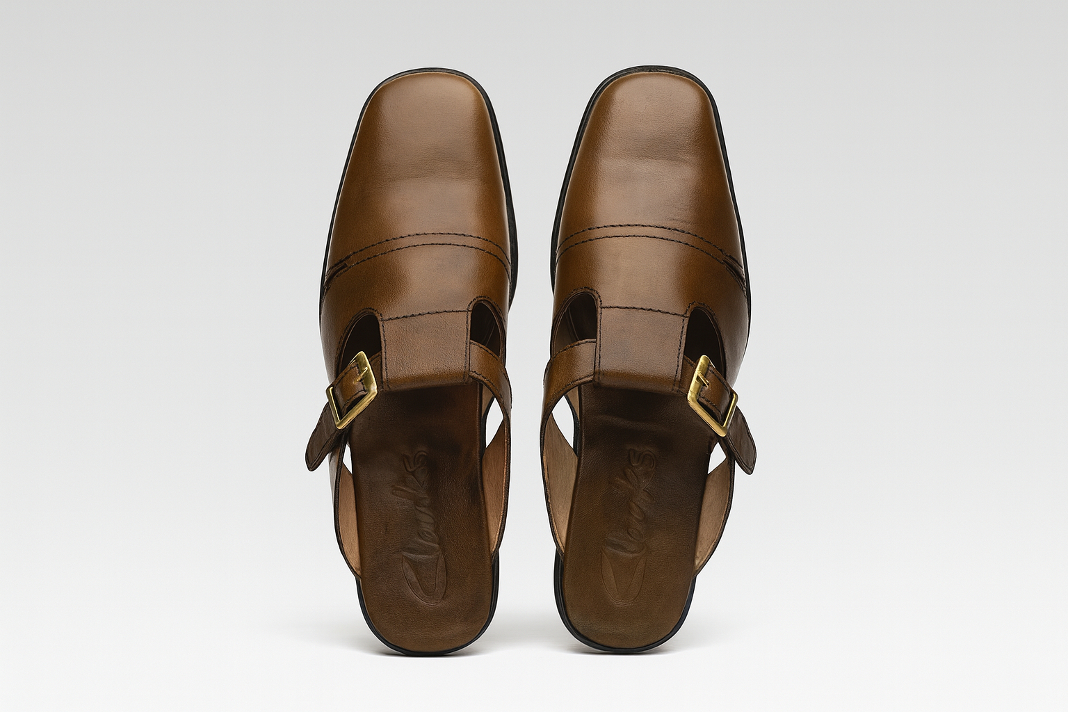 Quality Men authentic leather loafer sandals with buckle