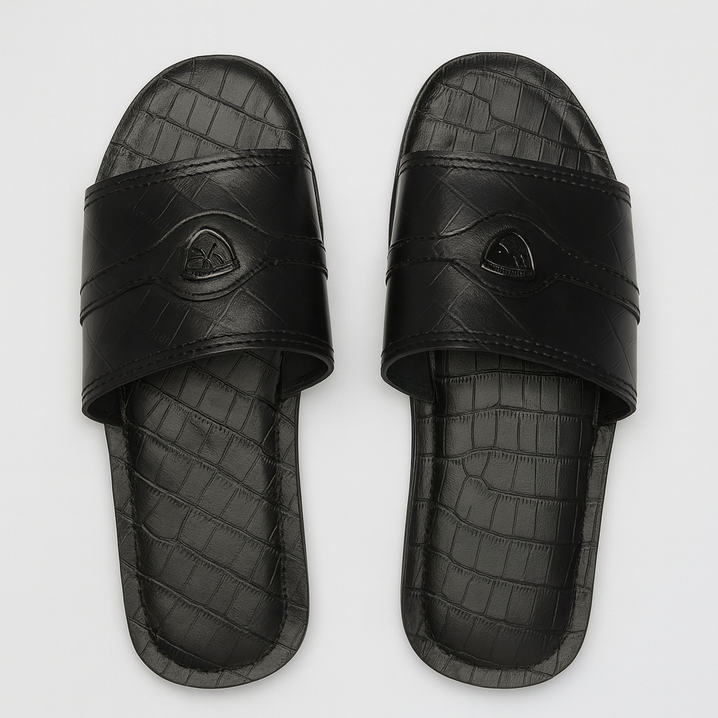Premium Croc Embossed Leather Slide Sandal