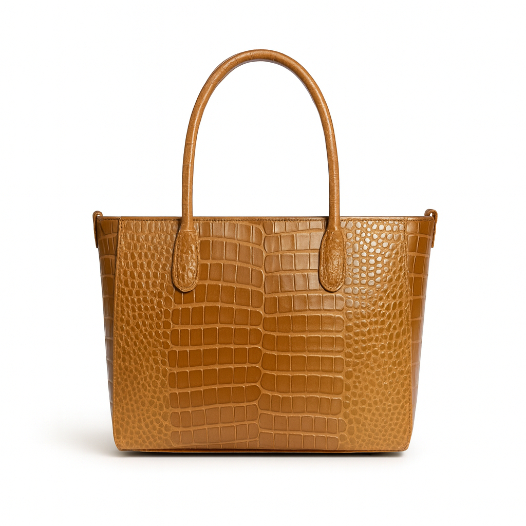 Stylish Crocodile Embossed Leather Tote Bag