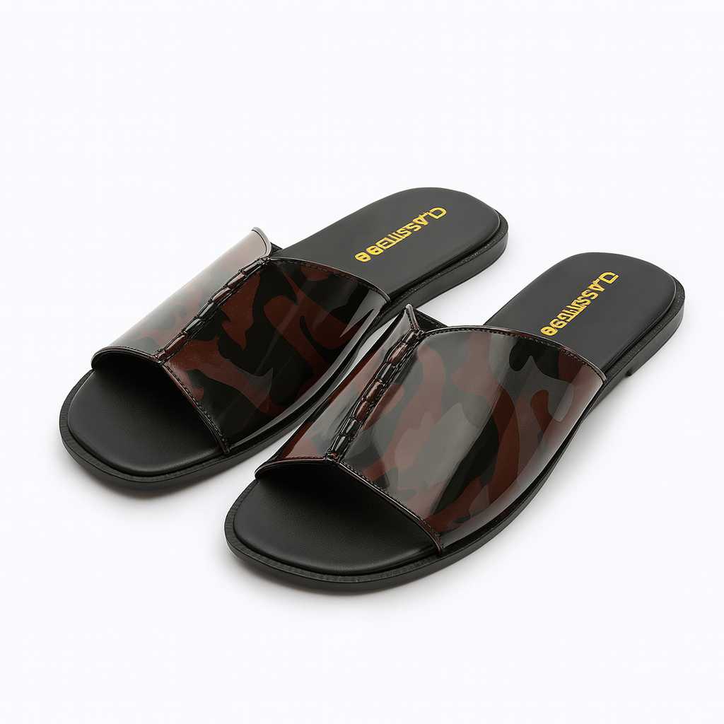 Quality Camouflage Slip On Sandals with Glossy Finish