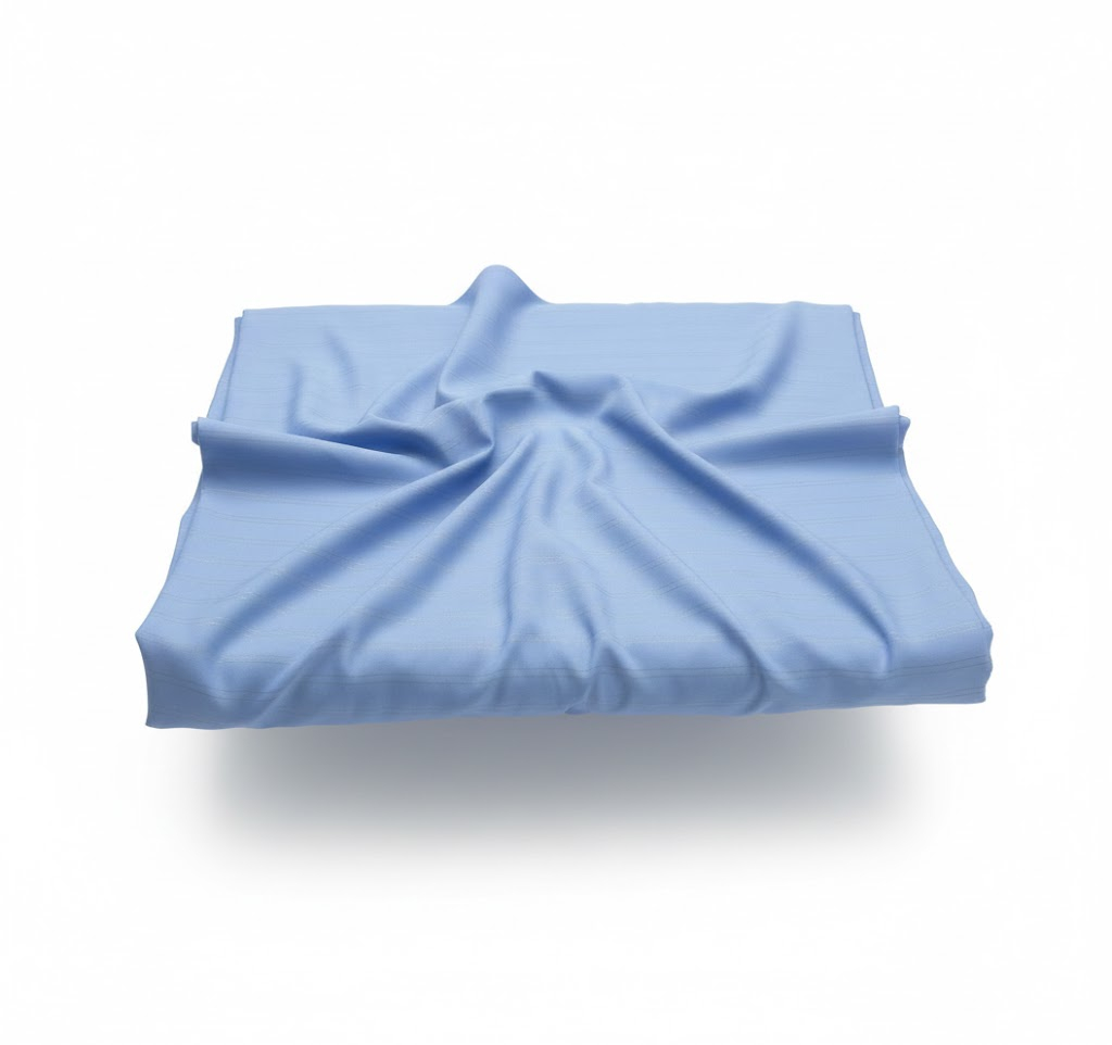 Light Blue Senator Fabric With Subtle Horizontal Stripes