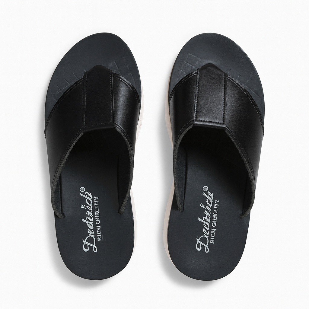 Premium Men Black and White Platform Slip On Sandals