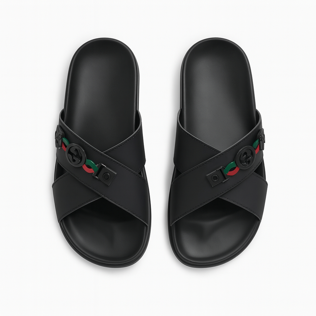 Premium Men Cross Strap Slip On Sandals with Classic Accent Design