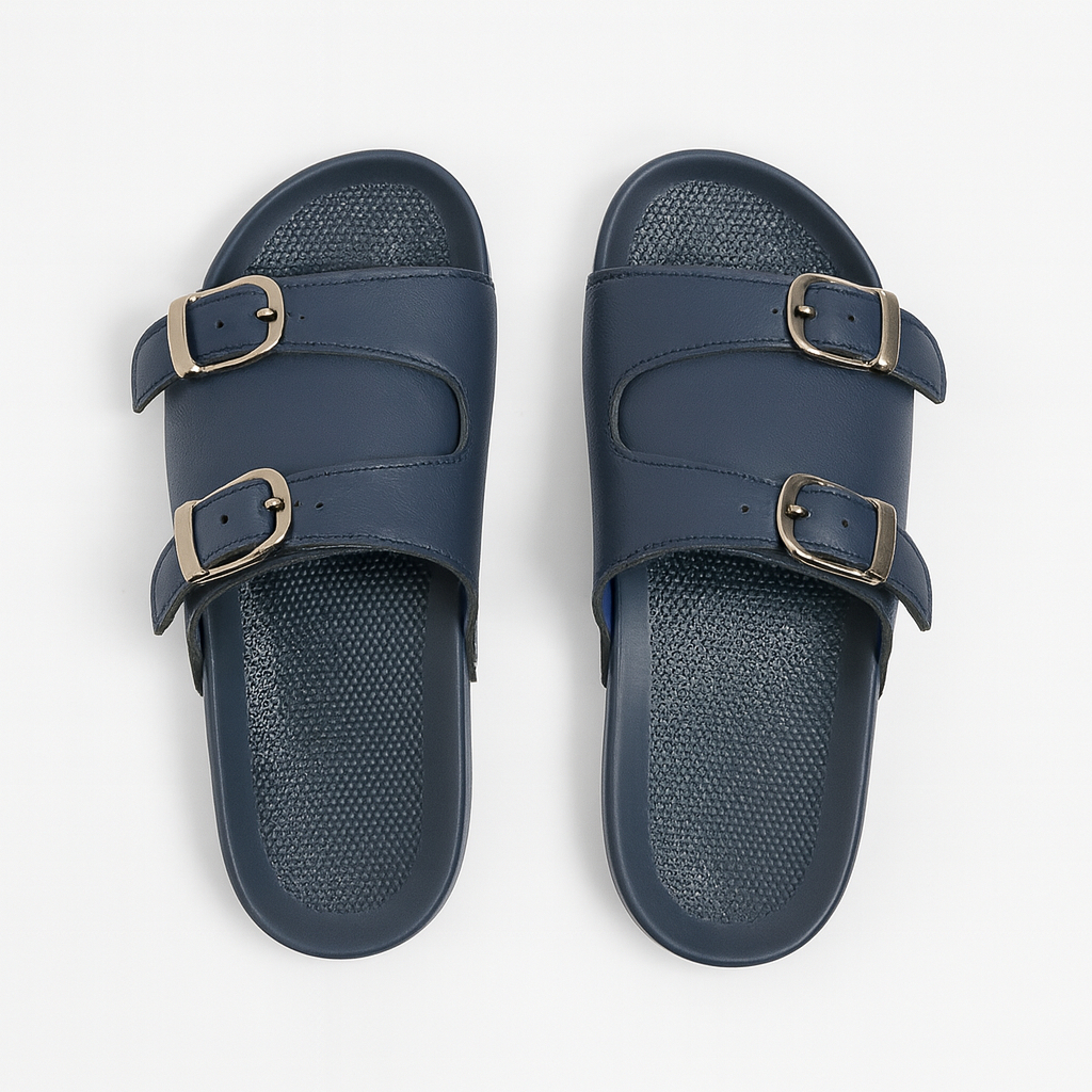Quality Men Double Buckle Slip On Sandals