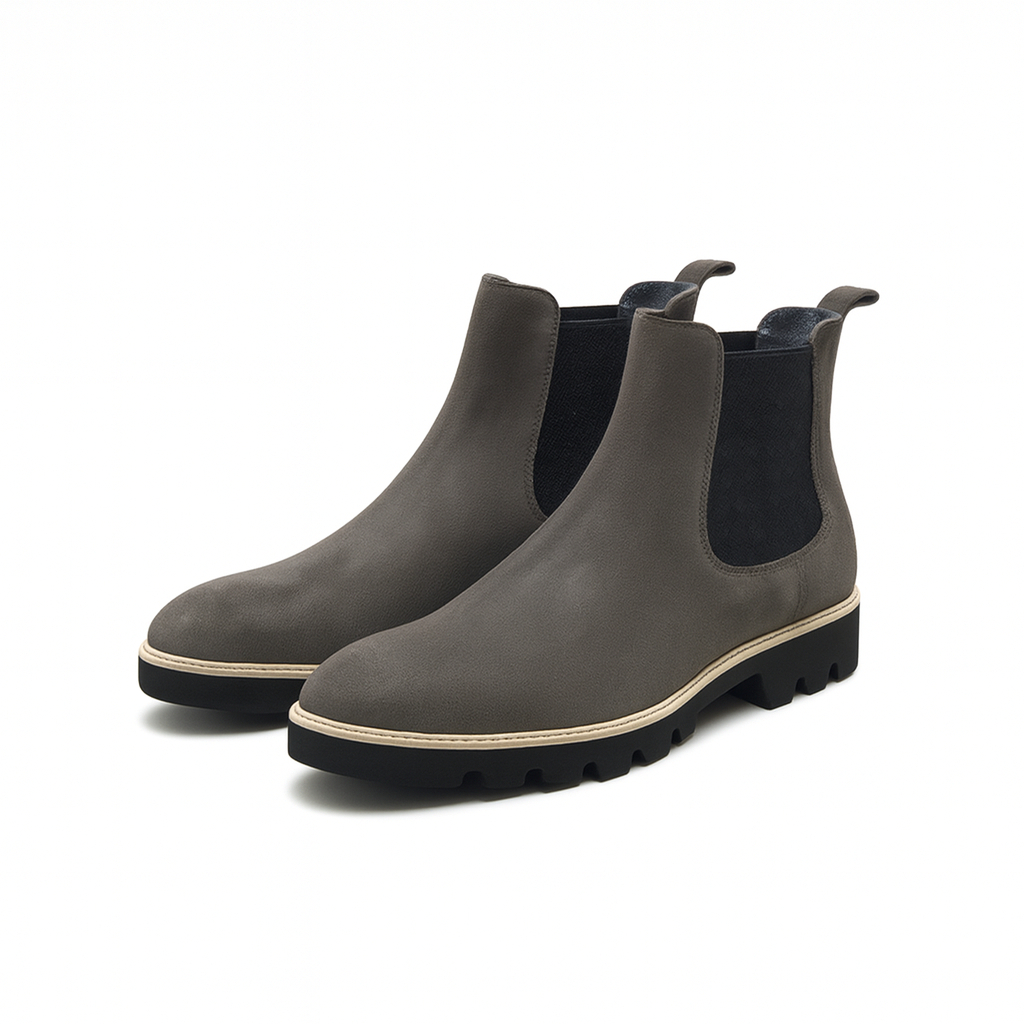 Premium Men Grey Suede Chelsea Boots