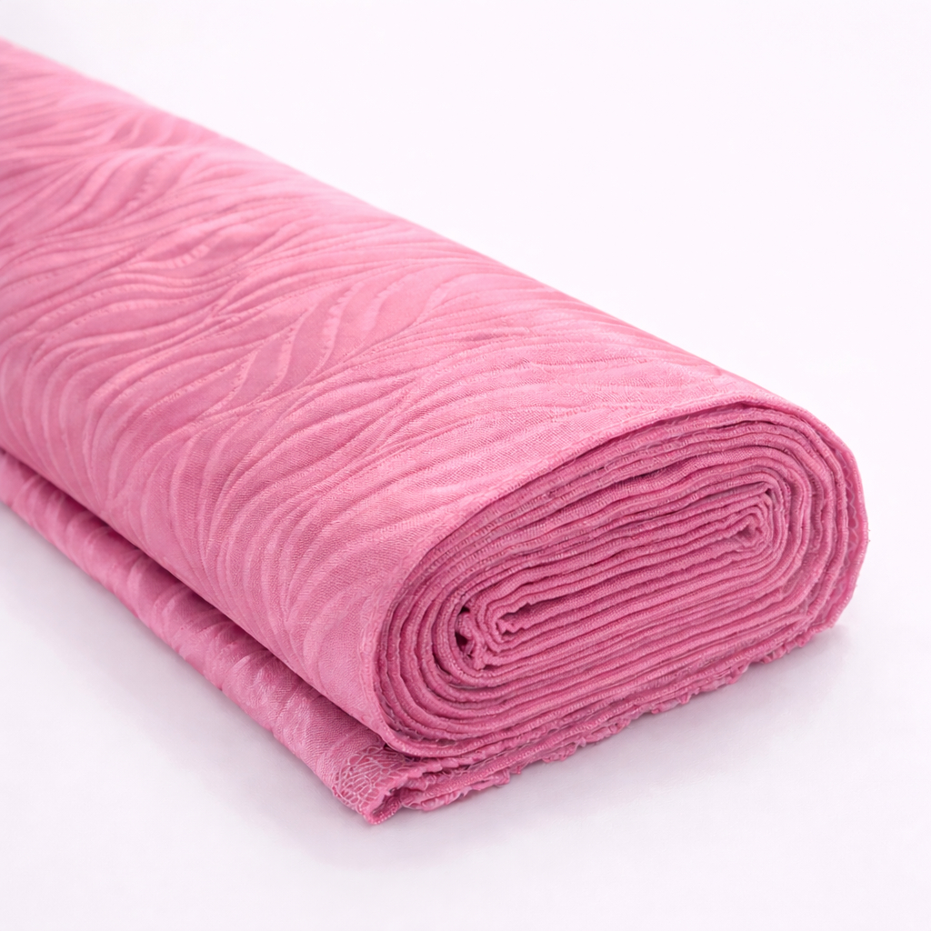 Luxury Pink Embossed Brocade Fabric