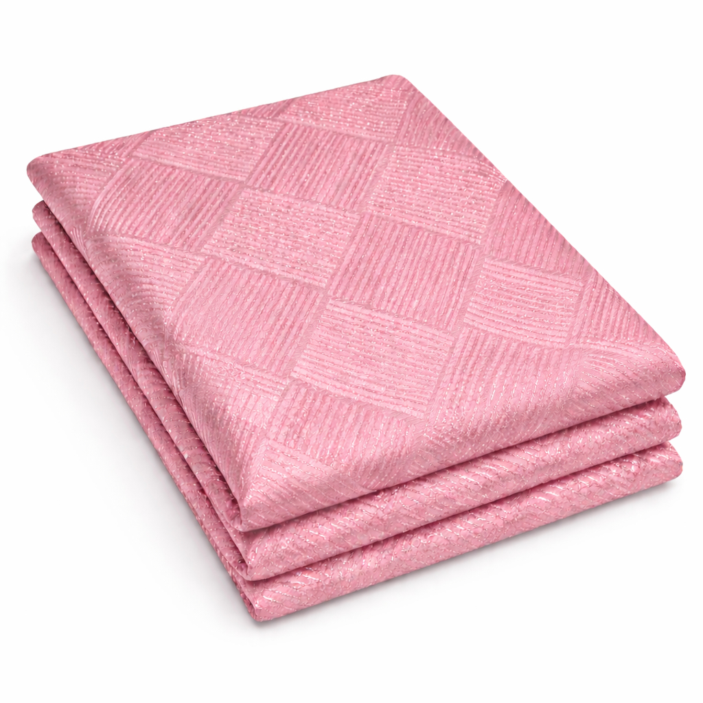 Luxury Pink Geometric Shiny Brocade Fabric