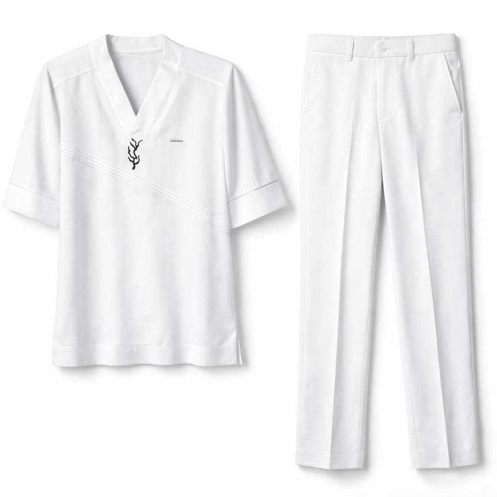 Quality Men White Traditional Two Piece Set
