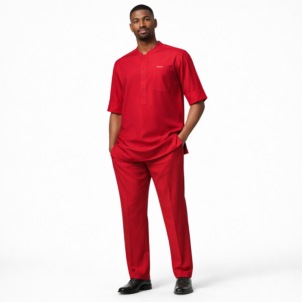 Premium Men Red Senator Two Piece Set