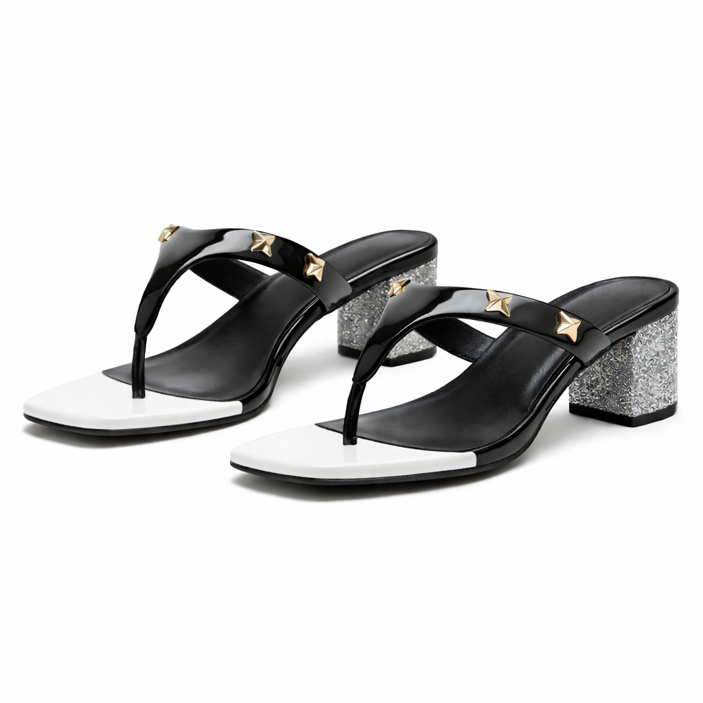 Quality Three Star Low Heel Slip On sandals