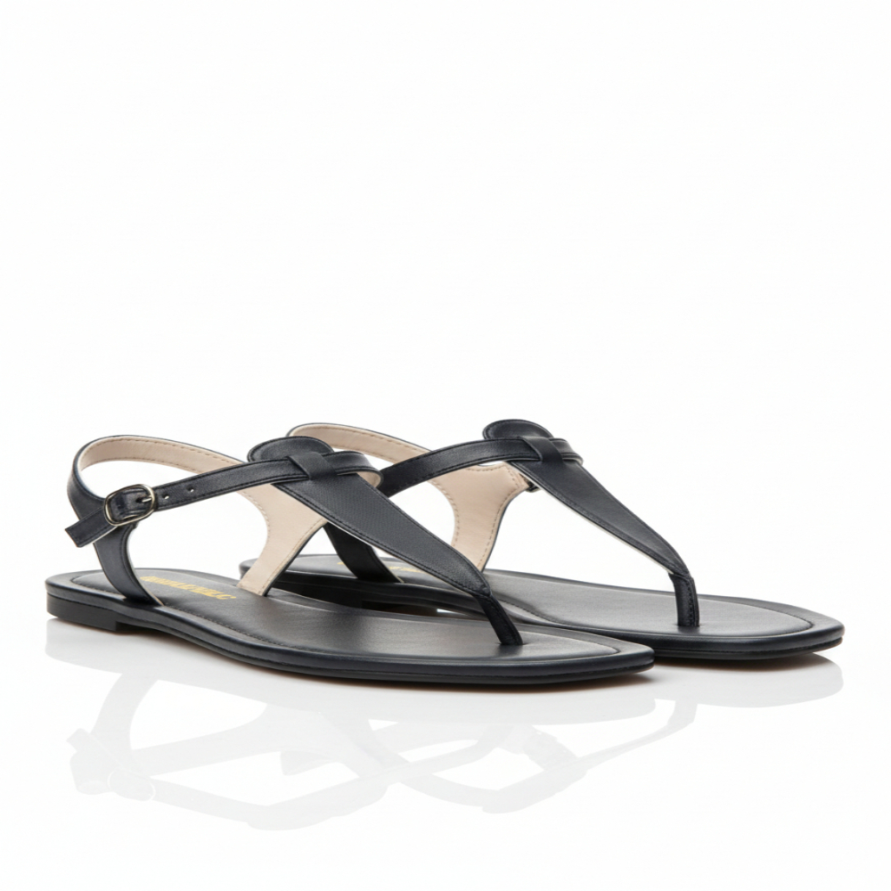 Women Flat T Strap Sandals with Adjustable Ankle Buckle