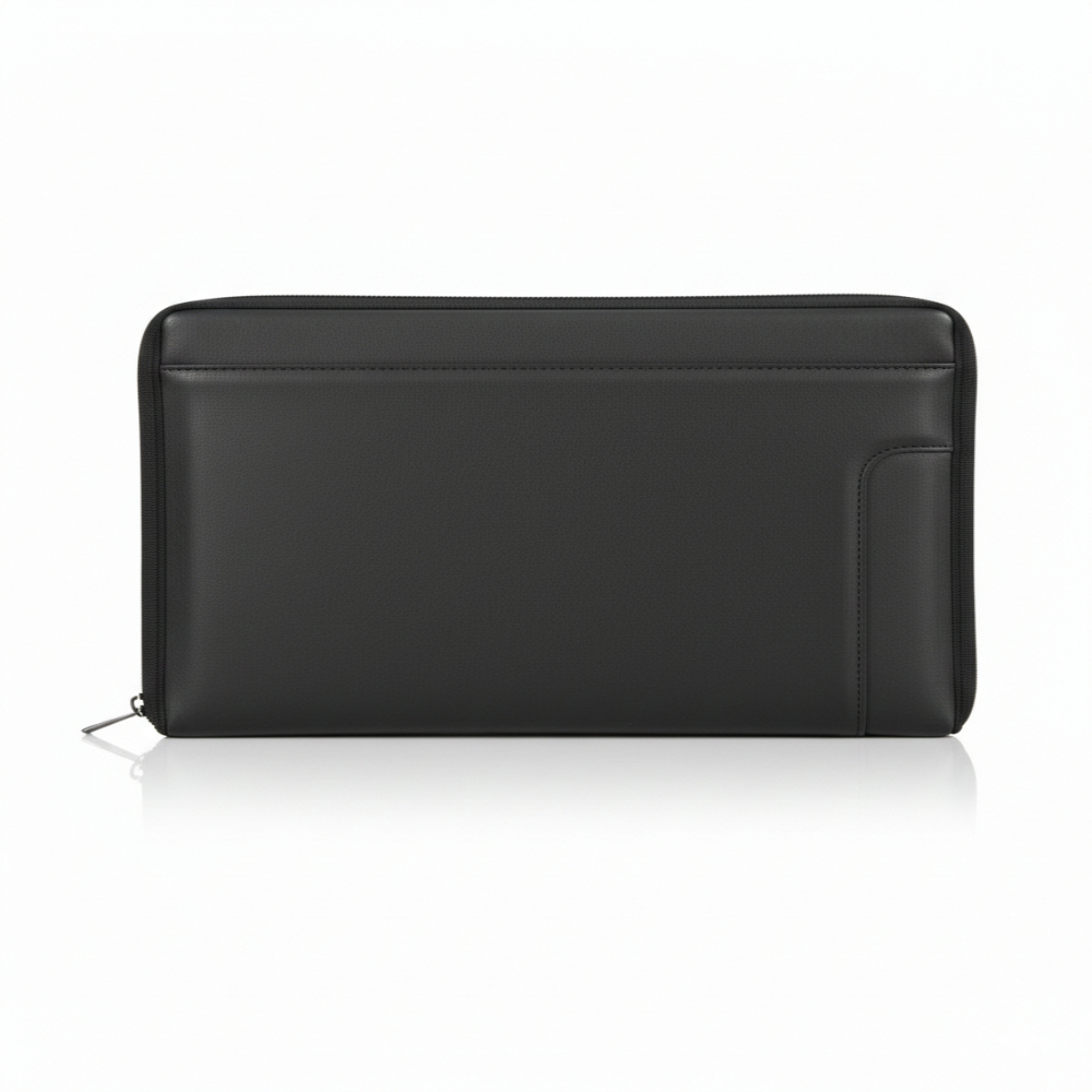 Quality Mens  Black Zippered Clutch Wallet