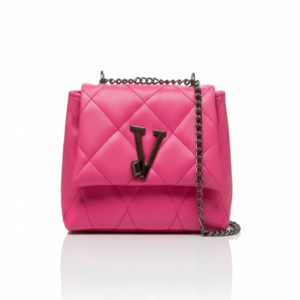 Quality pink Handbag with Metallic Chain Strap