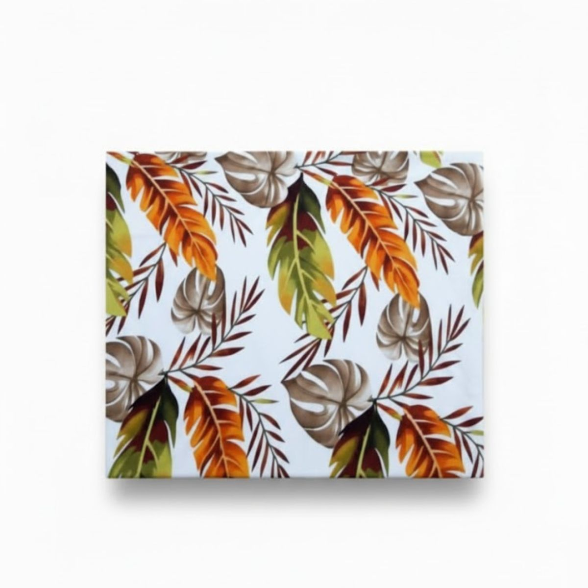 Crepe Vintage Tropical Inspired Cotton Blend Fabric with Vibrant Leaf Design