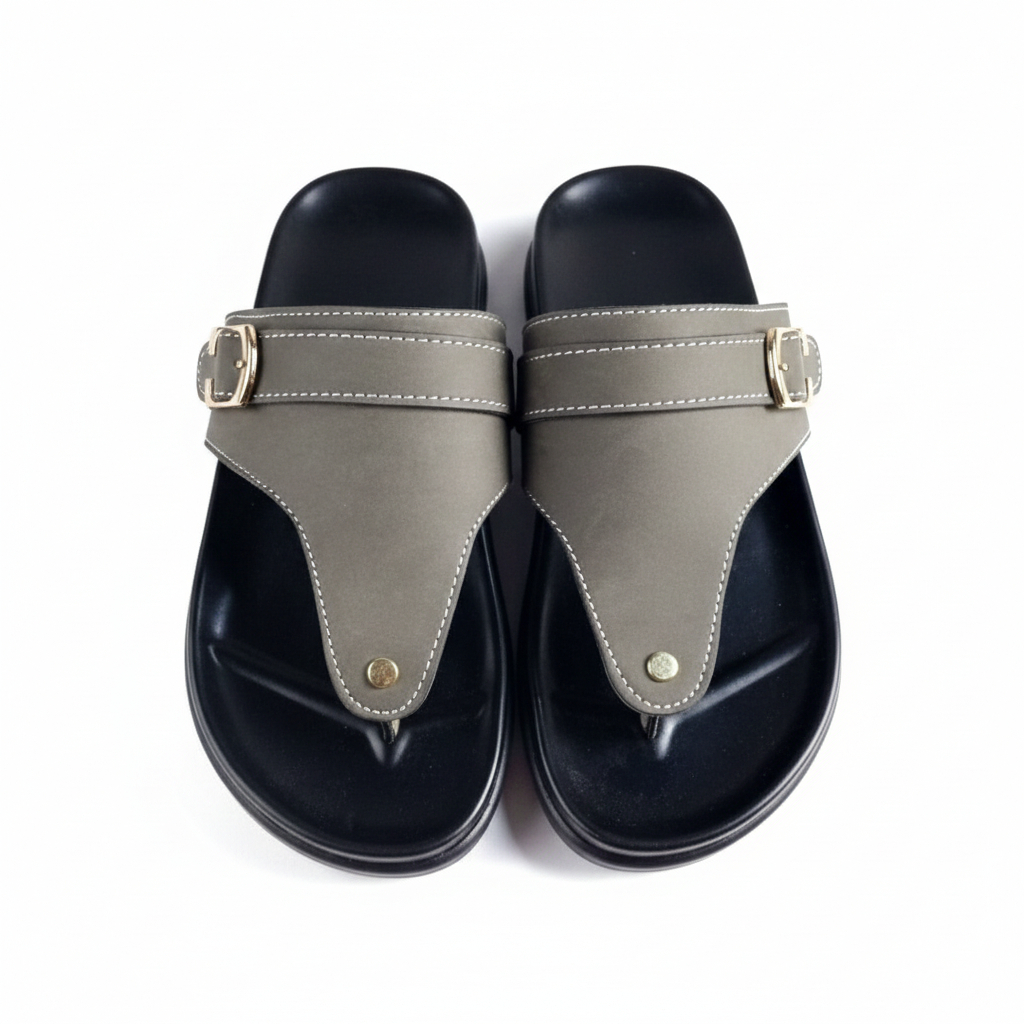 Stylish Dark Brown Leather Open Toe Sandals with Adjustable Buckle