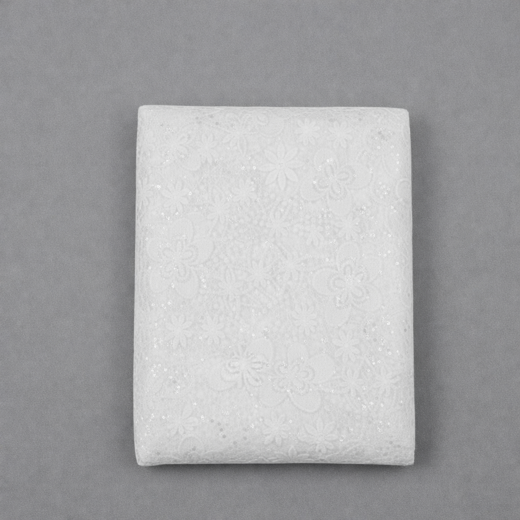 Quality White Tissue Voile Lace Finely Embroidered