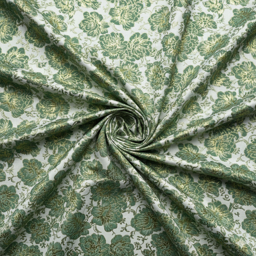 Quality Green Floral Damask Designer Fabric