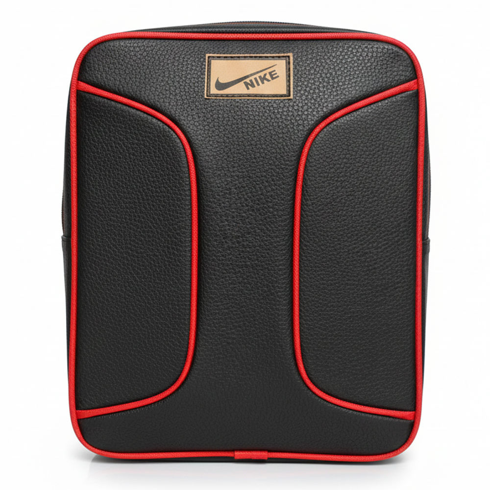 Black Leather backpack with Red Accents