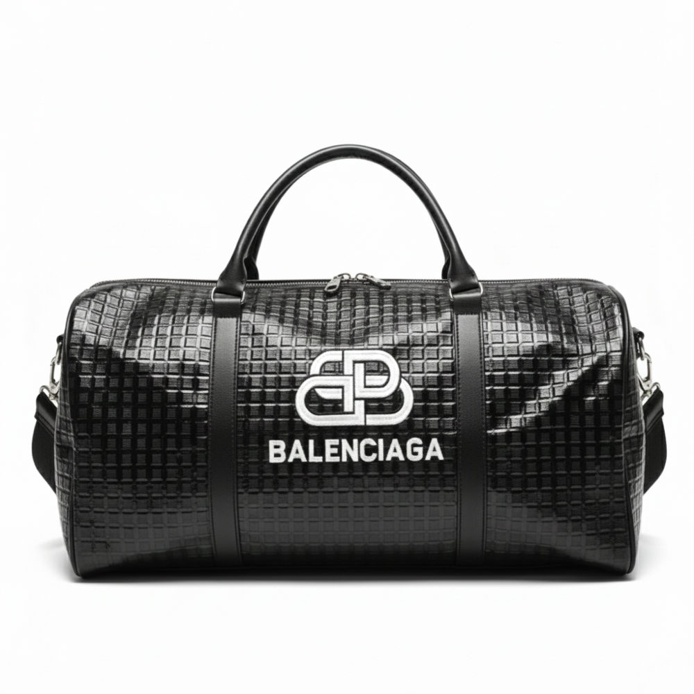 Brown Faux Snakeskin Duffle Bag