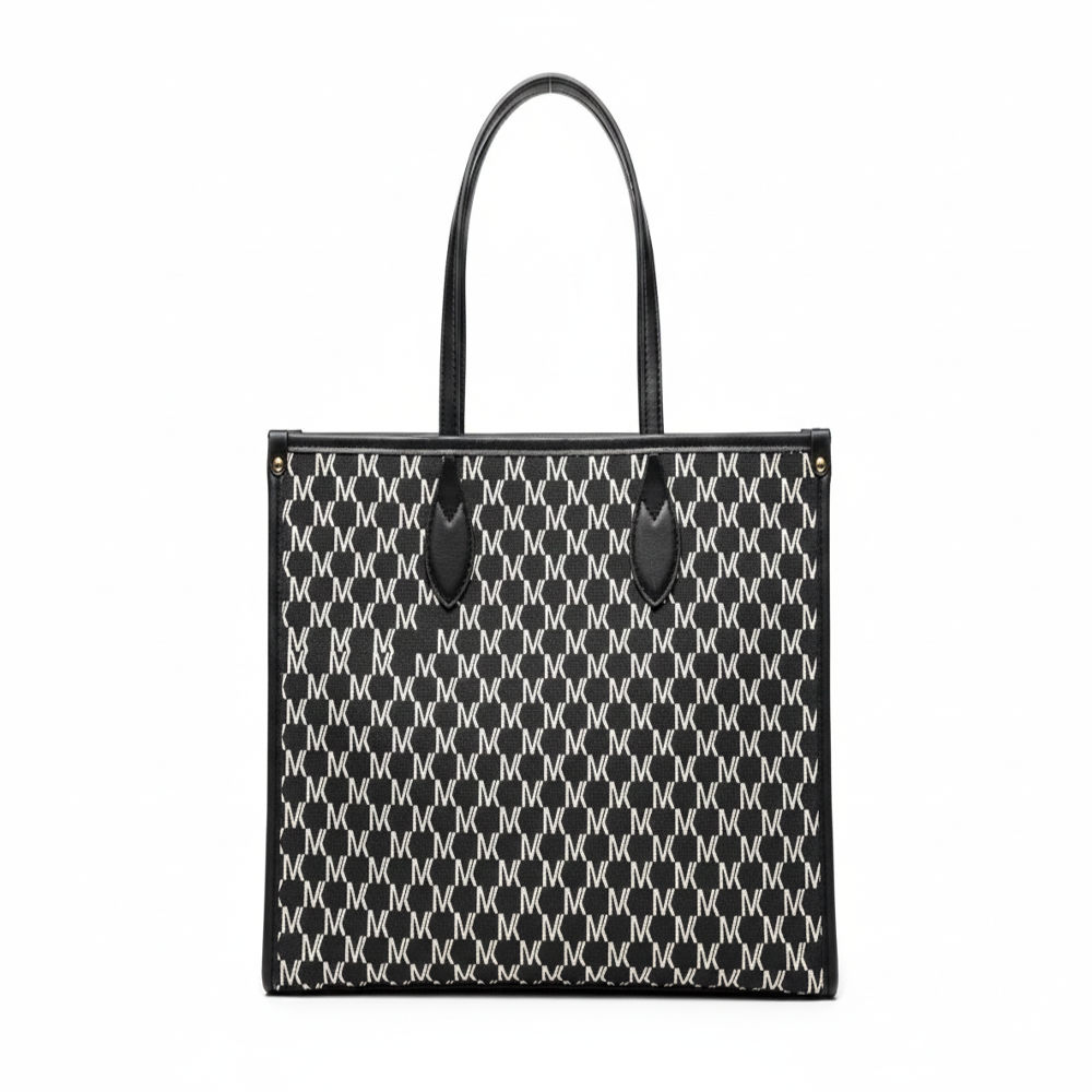 Stylish Black and White Monogram Tote Bag