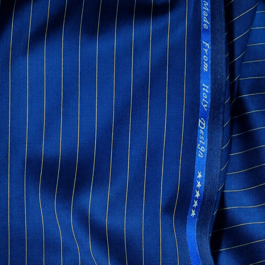 Dark Blue Striped Extrafine Italian Cashmere wool Super 180S