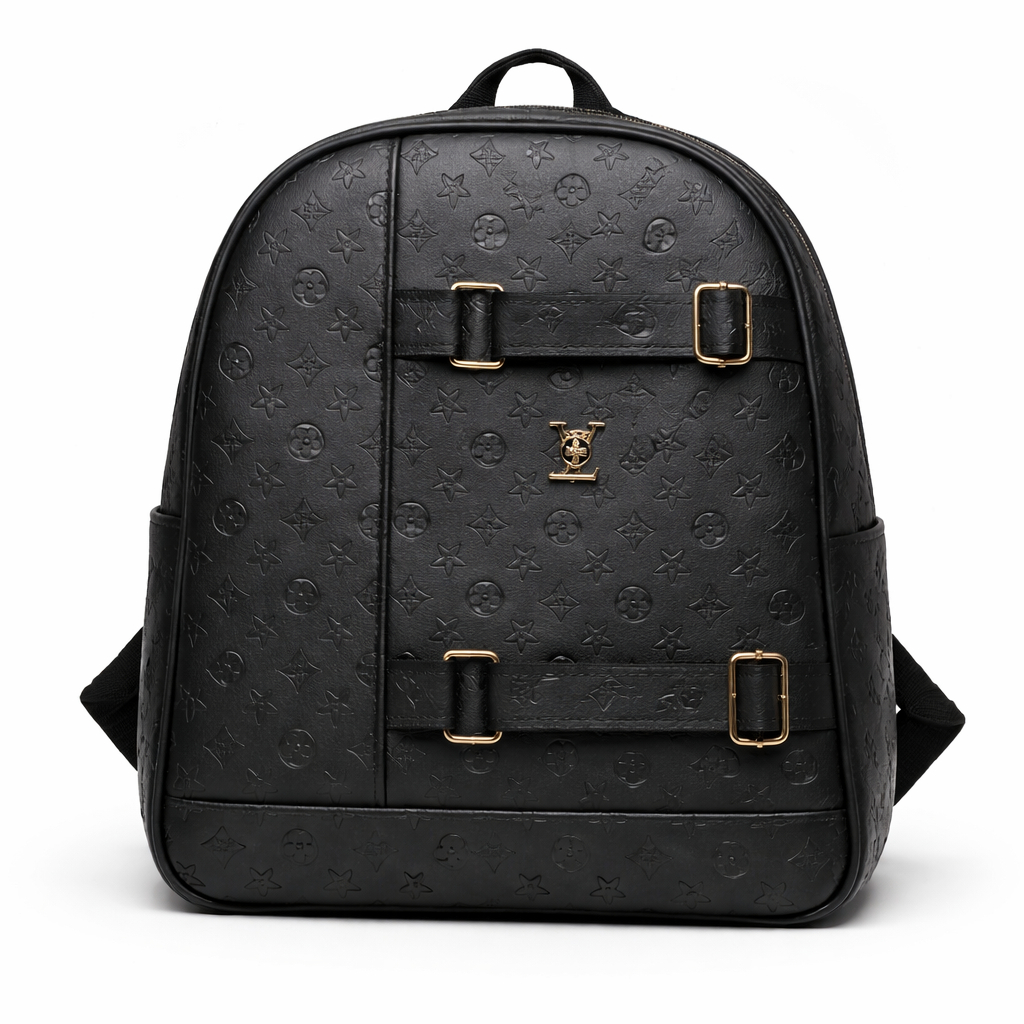 Premium Embossed Black Backpack
