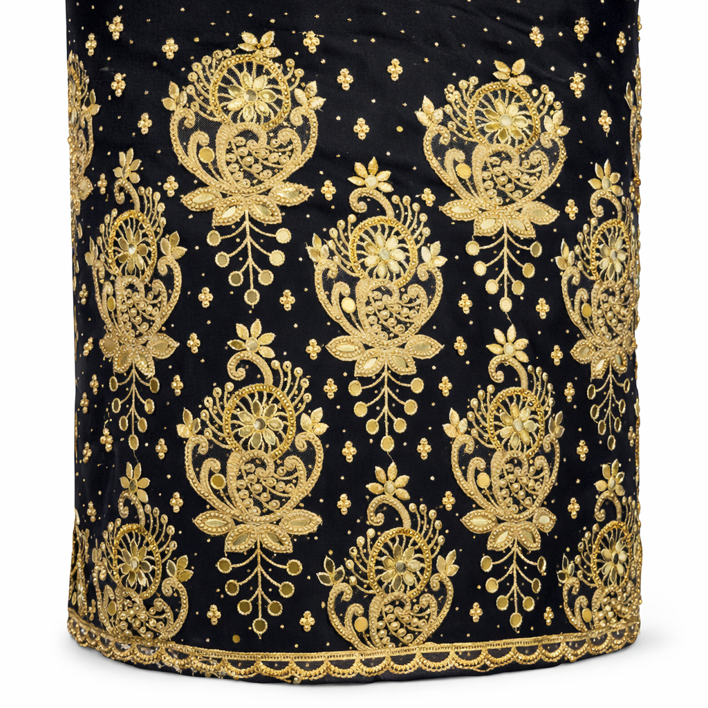 Luxury Black and Gold Indian George lace material