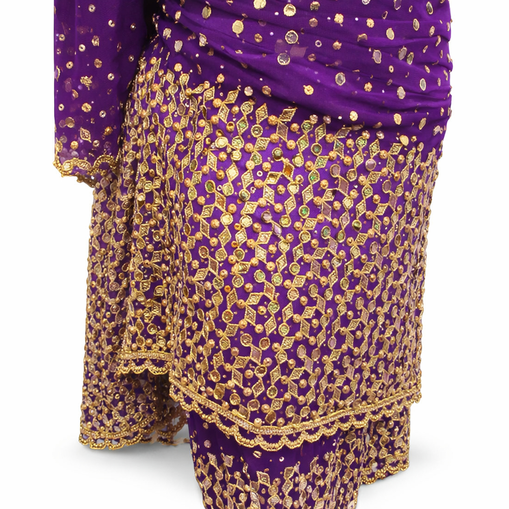 Luxury Purple Indian George lace material