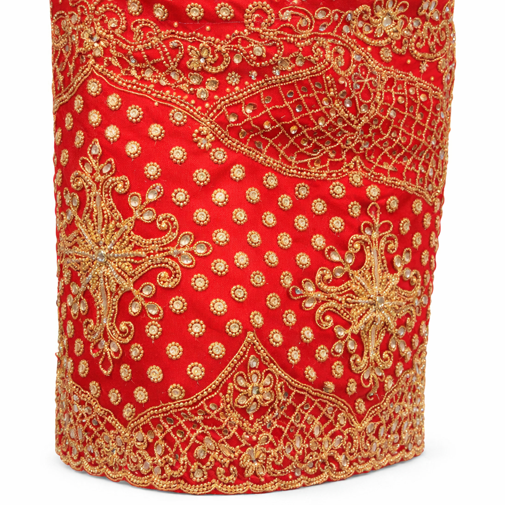 Luxury Red  with gold embroidery Indian George lace fabric