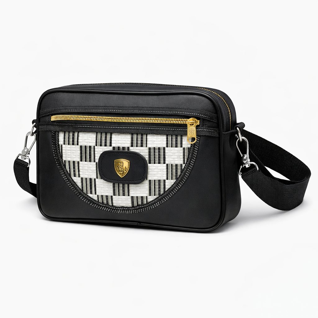 Stylish Compact Crossbody Bag with Checkered Pattern