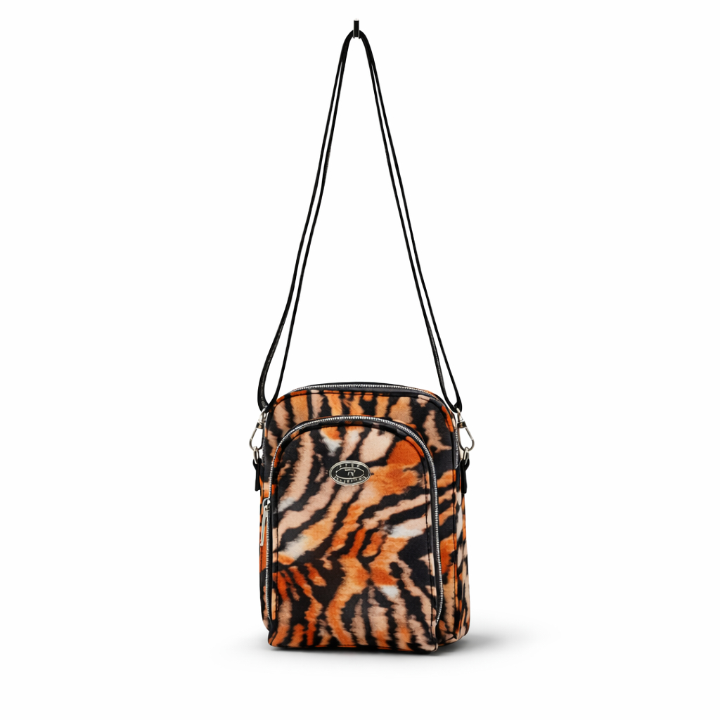 Compact Tiger Print Crossbody Shoulder Bag