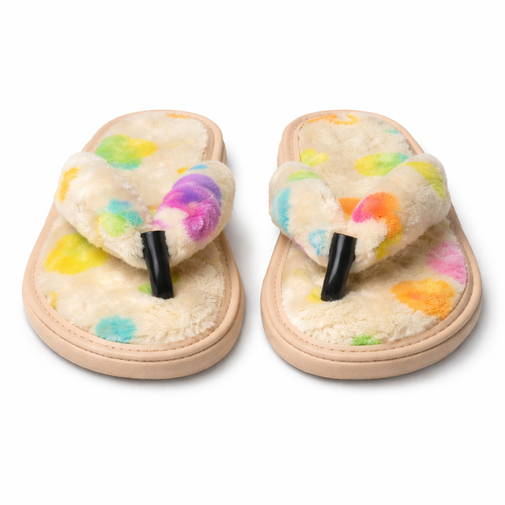 Womens Plush Cross Strap Slip On Slippers