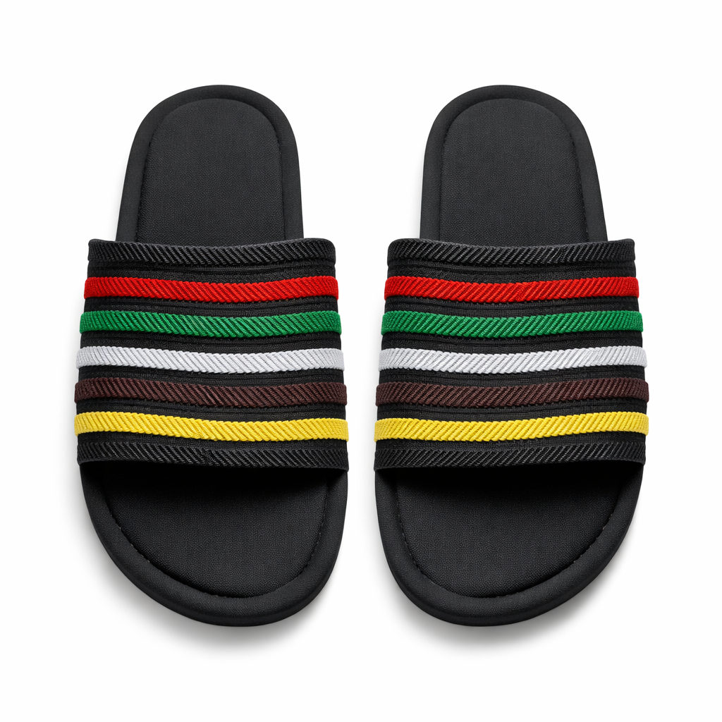 Casual Open Toe Slide Sandal with Colorful Striped Strap