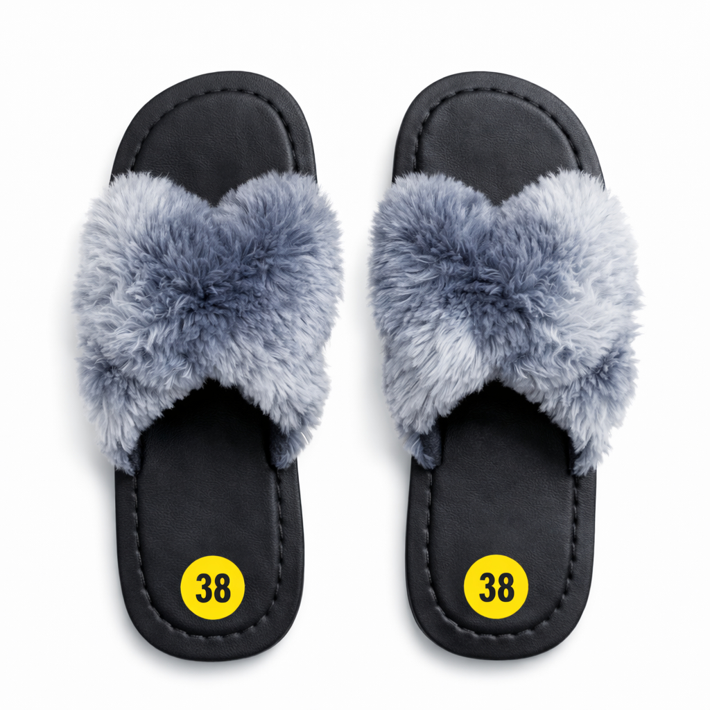 Stylish and Cozy Gradient Gray Faux Fur Slip On Slippers