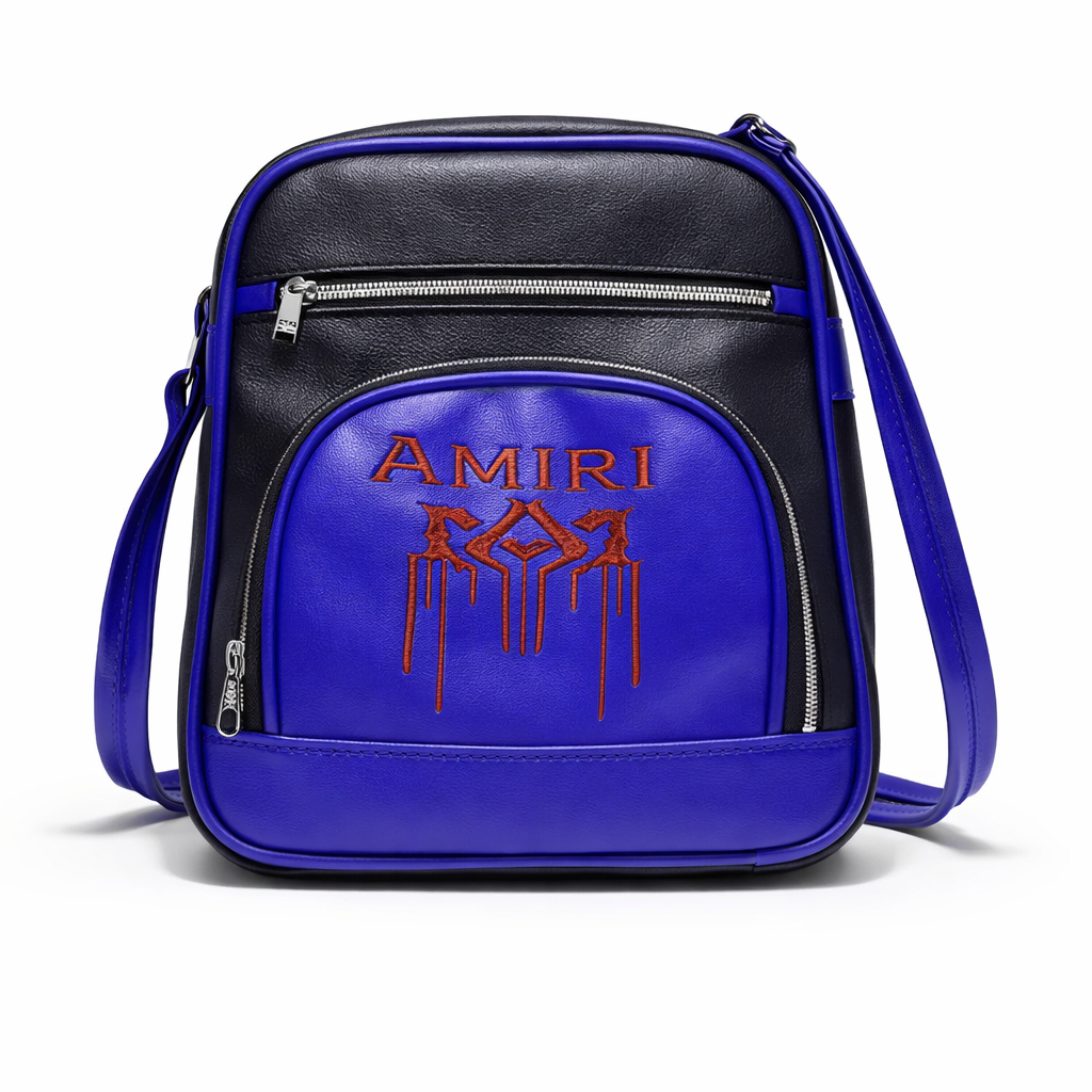 Two Tone Faux Leather Crossbody Handbag with Zipper Pockets