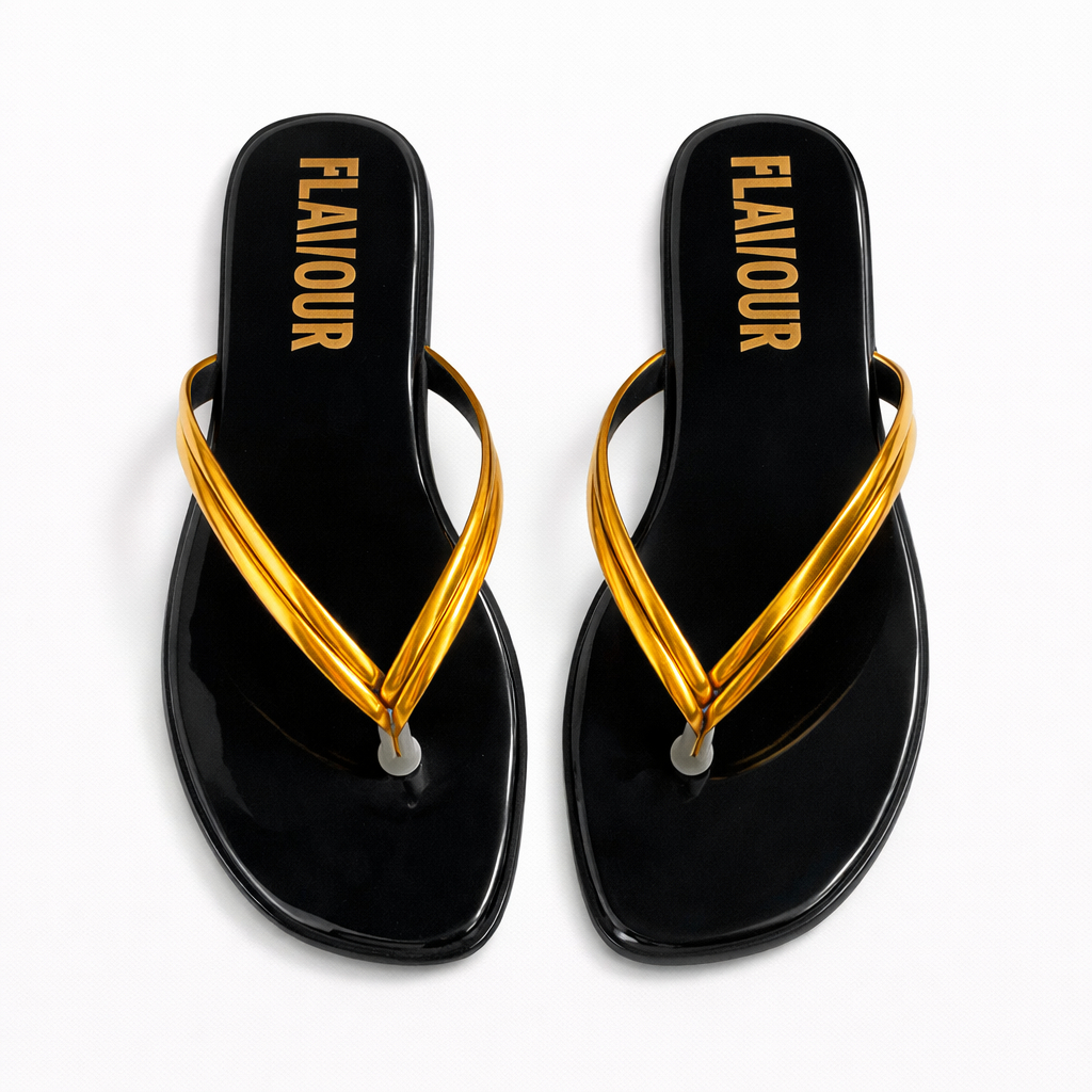 Stylish Flip Flop Sandal with Metallic Gold Straps