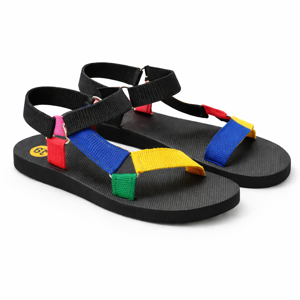 Elegant Multicolor Strap Flat Sandals