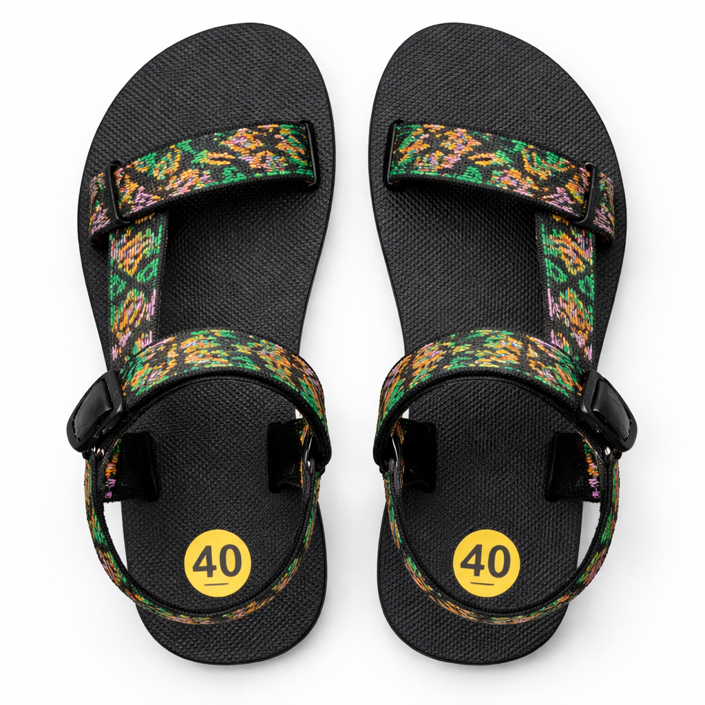 Quality Patterned Fabric Strap Flat Sandals