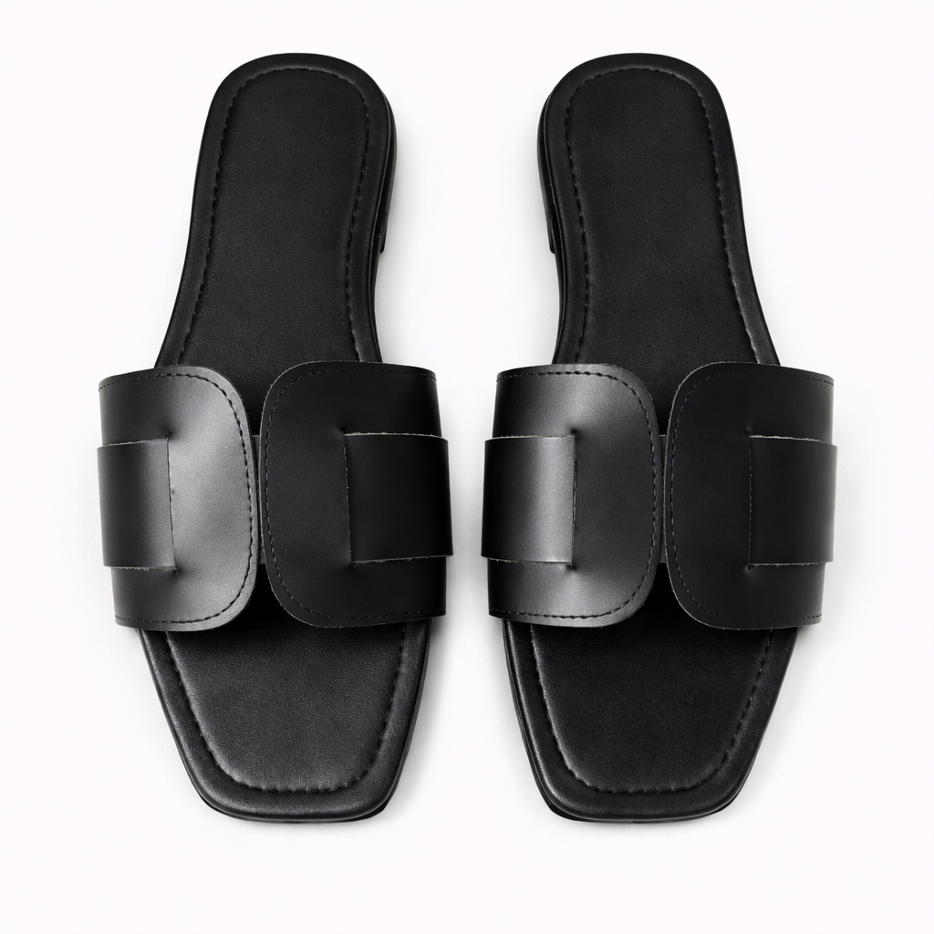 Stylish Black Slip On Sandals with Modern Design